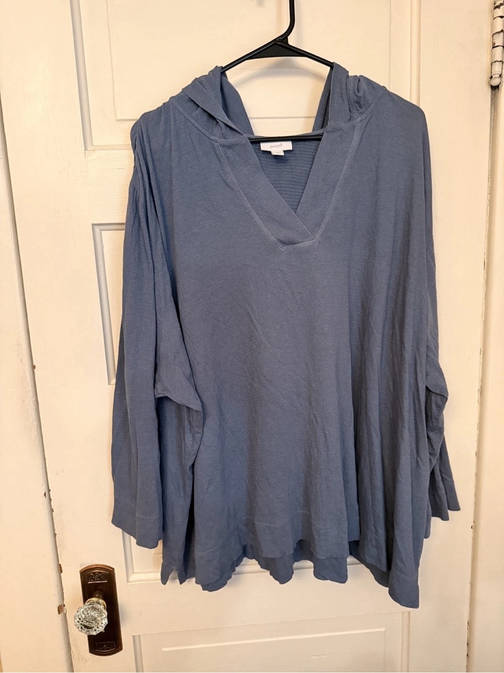 J. Jill Dusty Blue Hooded V-Neck Pullover